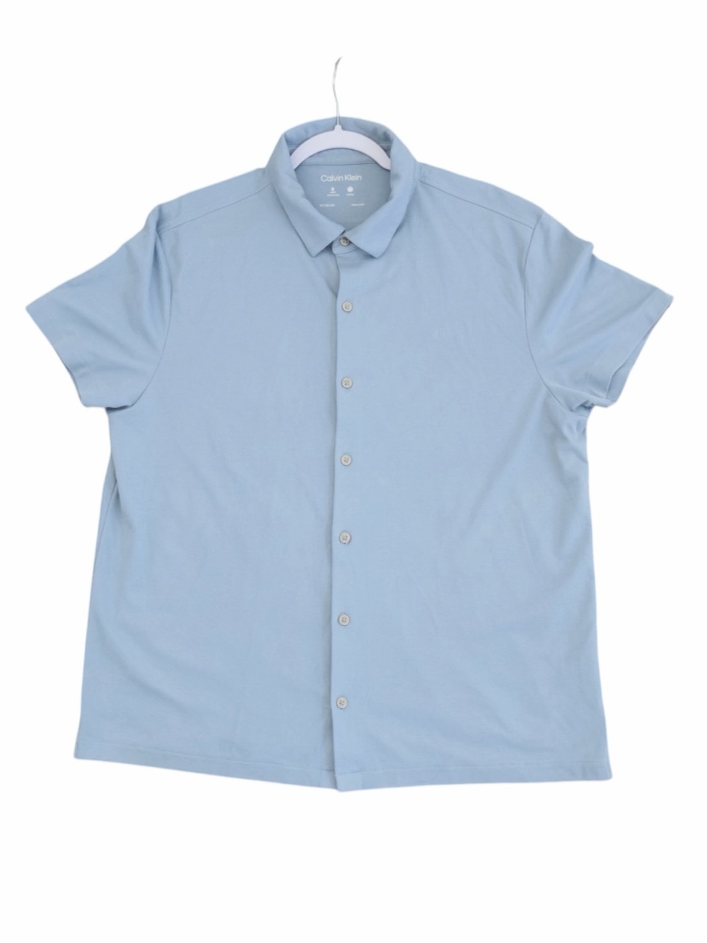 Calvin Klein XL Men’s Pale Blue Short Sleeve Button-Down Shirt